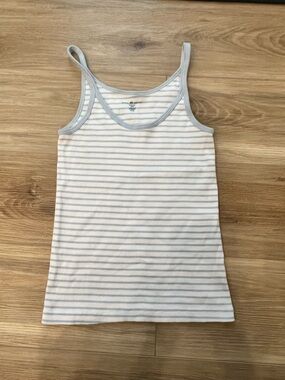 Brandy Melville Striped Ribbed Tank Top in White and Light Blue